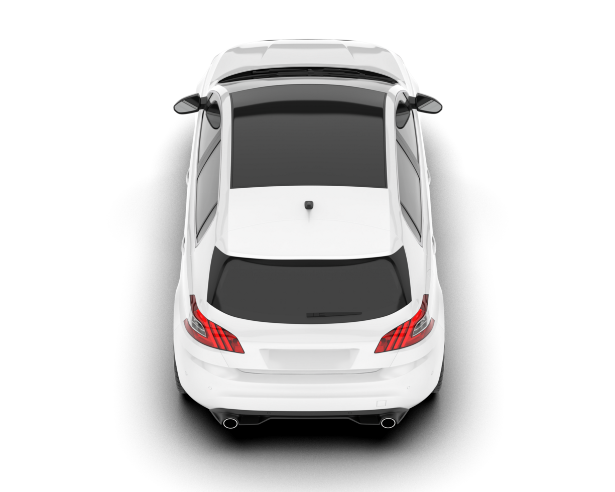 White city car isolated on transparent background. 3d rendering - illustration png