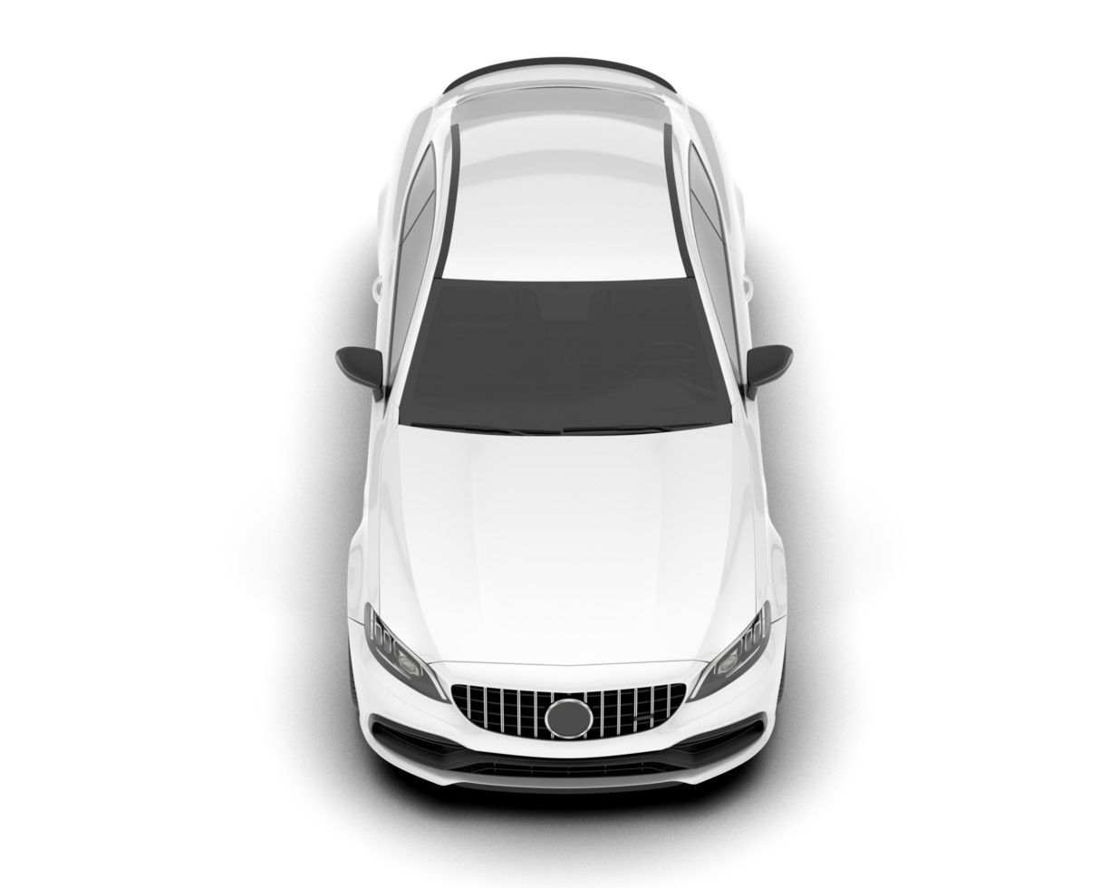 White city car isolated on transparent background. 3d rendering - illustration png