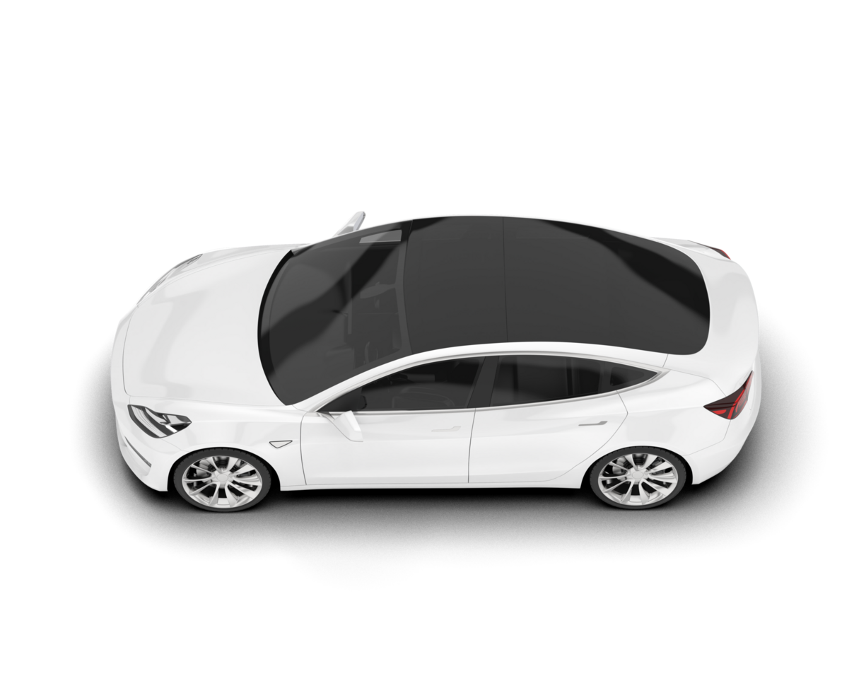 White modern car isolated on transparent background. 3d rendering - illustration png