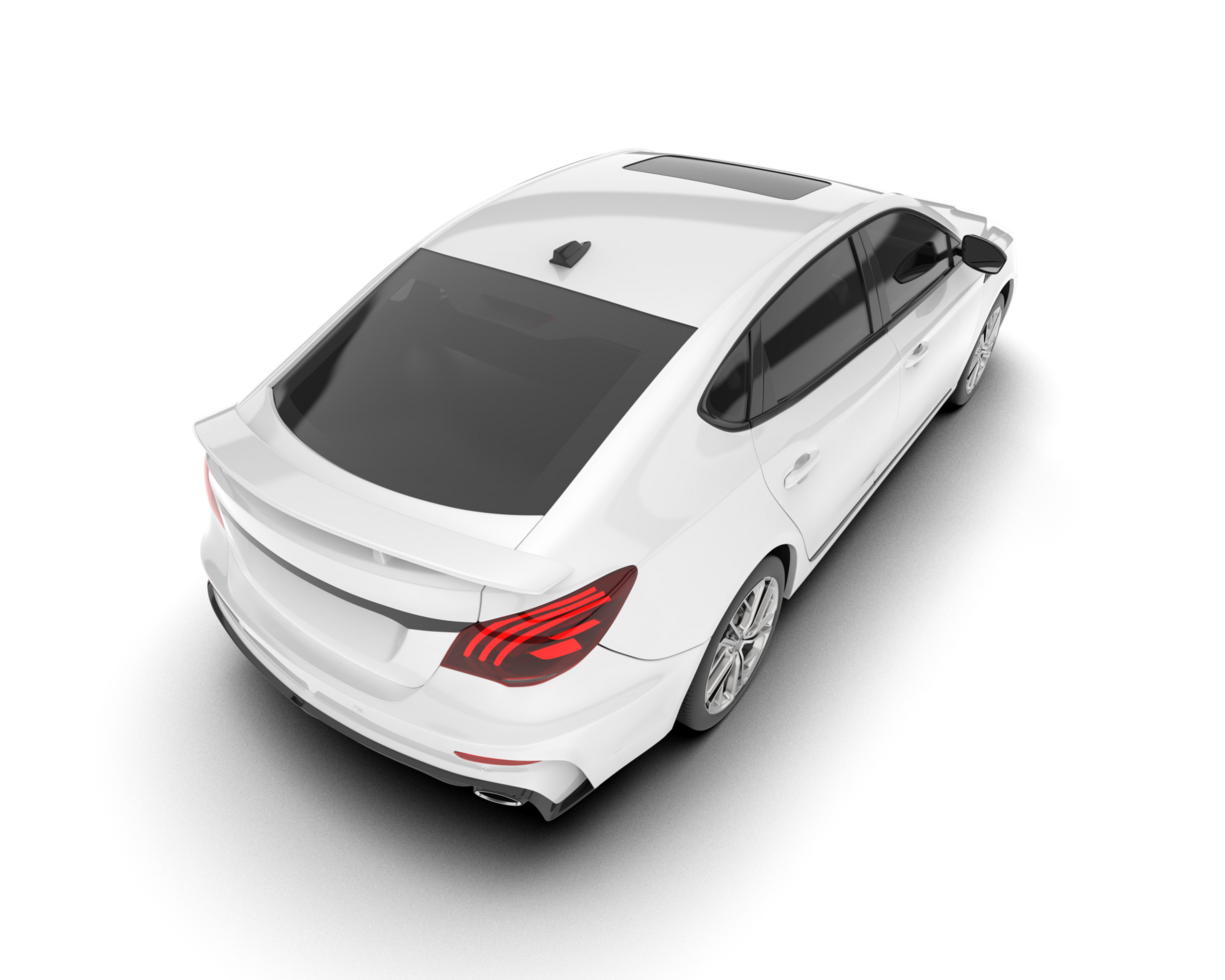 White city car isolated on transparent background. 3d rendering - illustration png