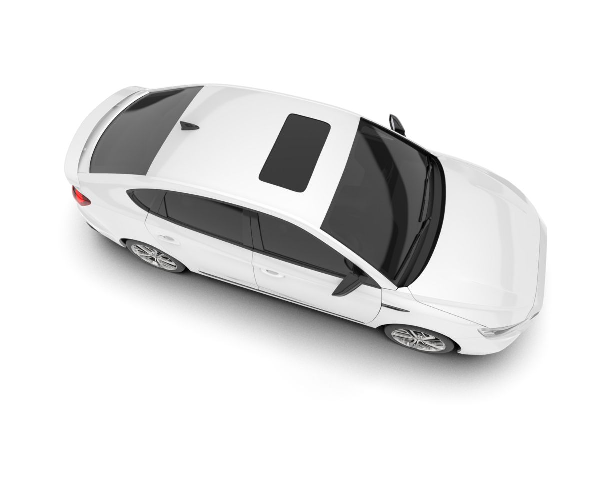 White city car isolated on transparent background. 3d rendering - illustration png