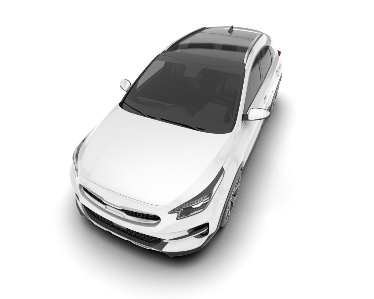 White city car isolated on transparent background. 3d rendering - illustration png
