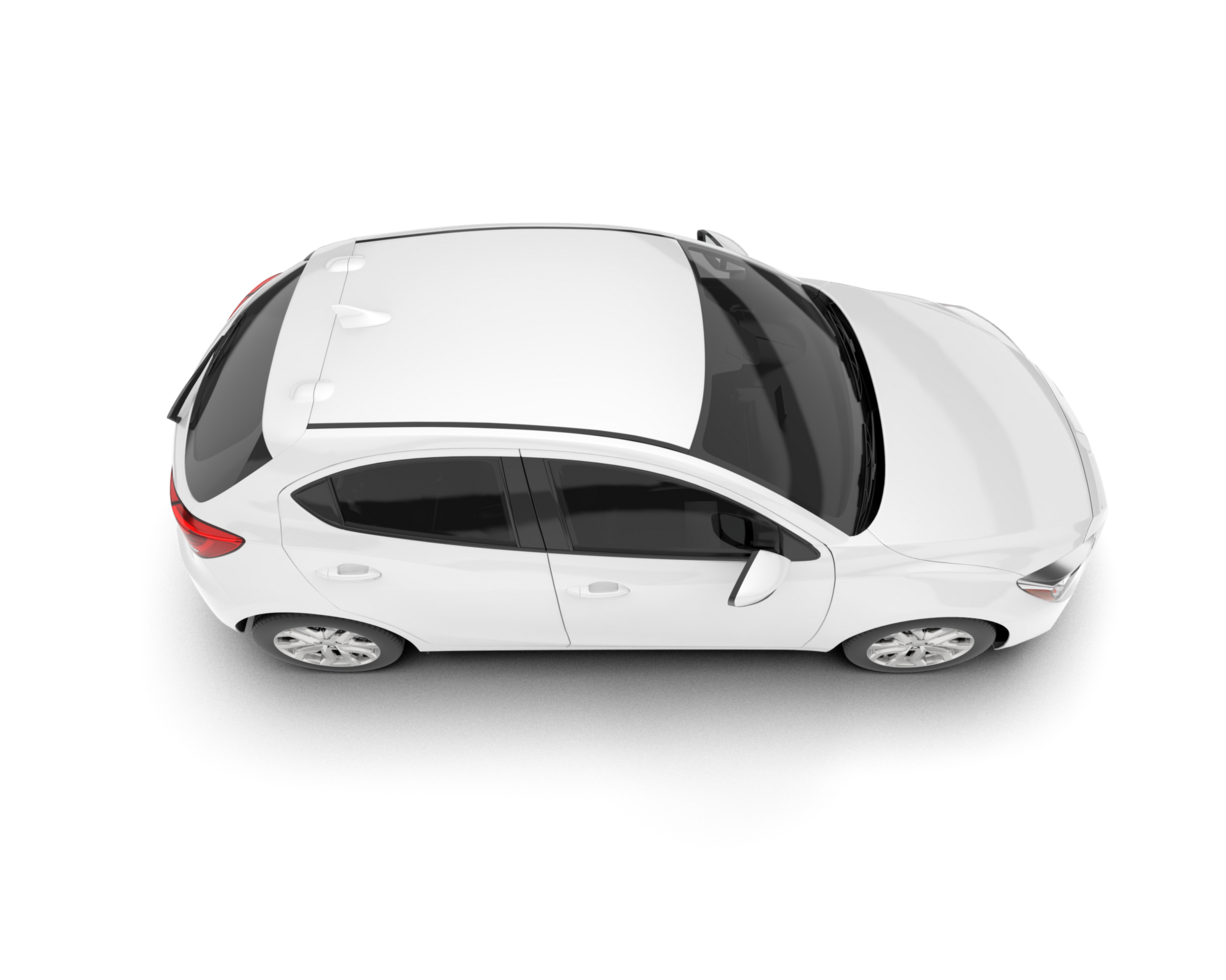 White city car isolated on transparent background. 3d rendering - illustration png