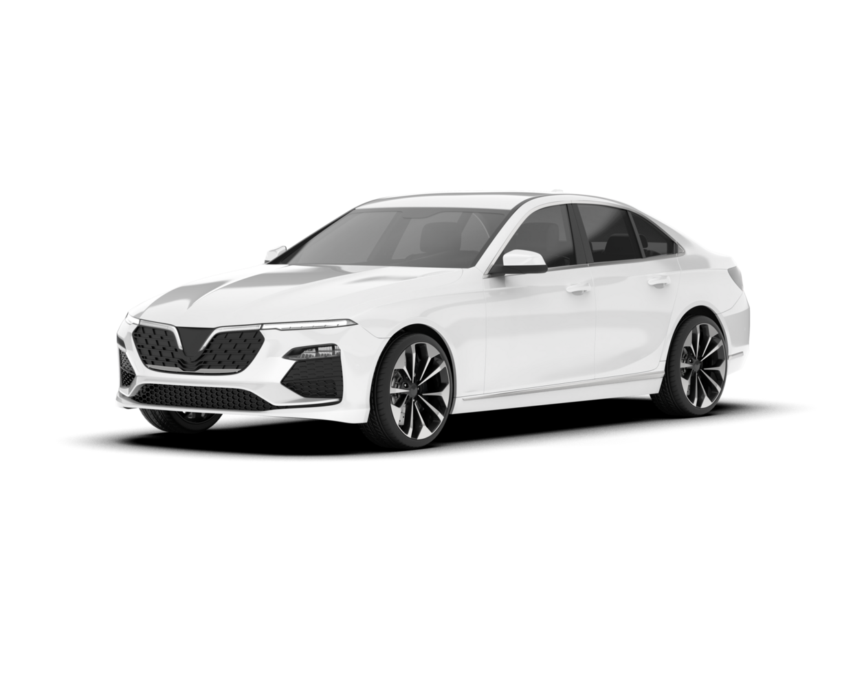 White city car isolated on transparent background. 3d rendering - illustration png
