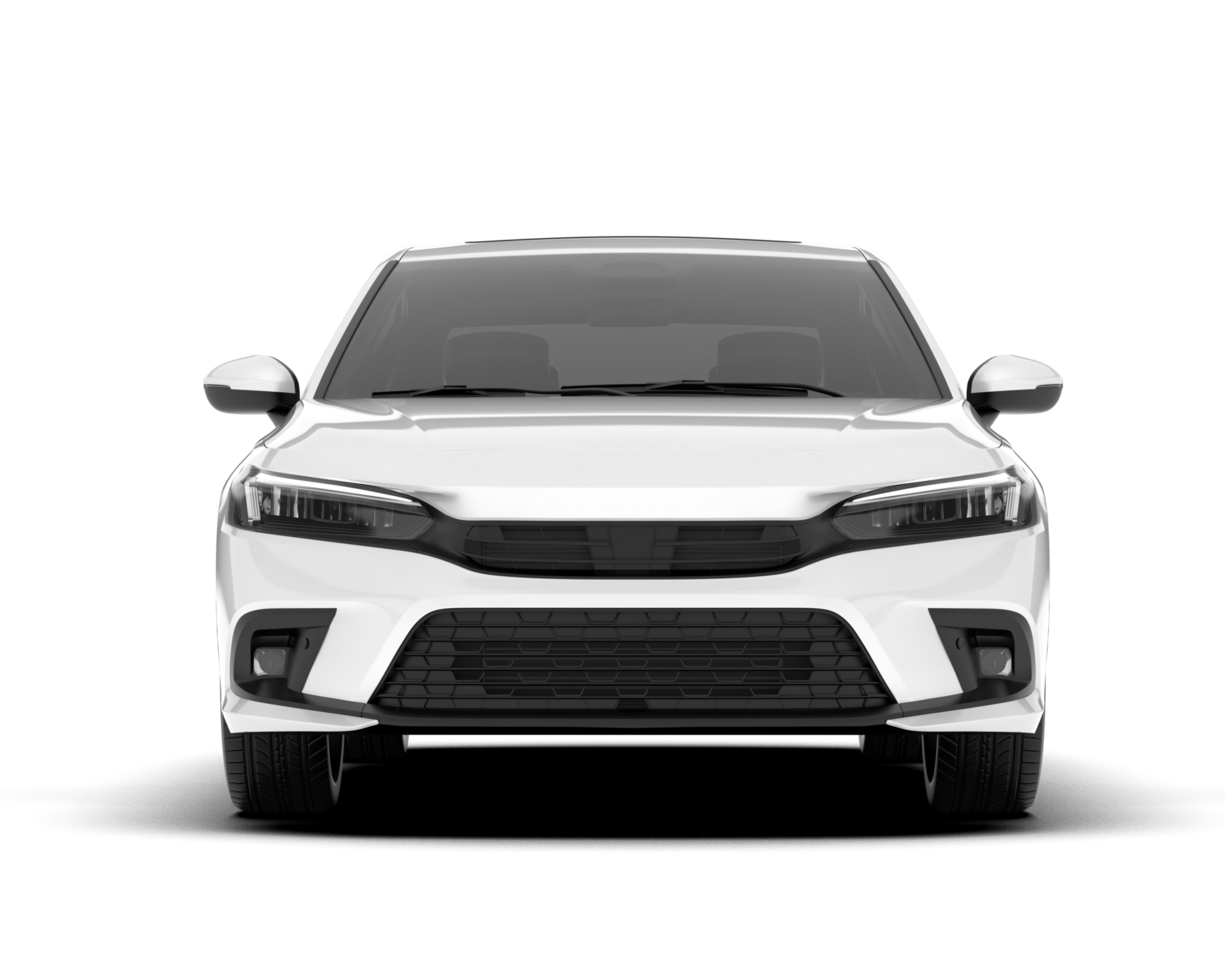 White city car isolated on transparent background. 3d rendering - illustration png