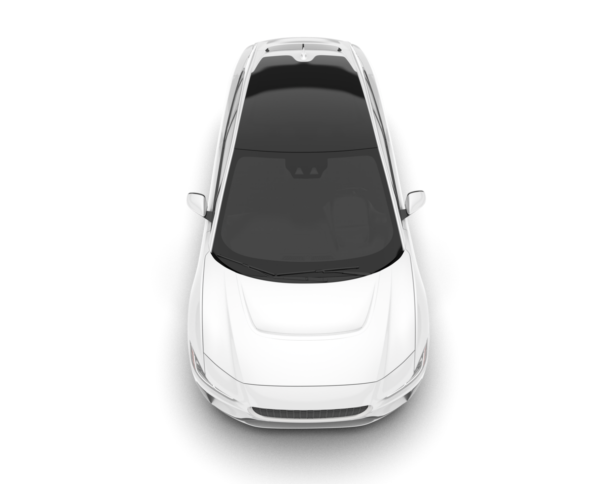 White city car isolated on transparent background. 3d rendering - illustration png