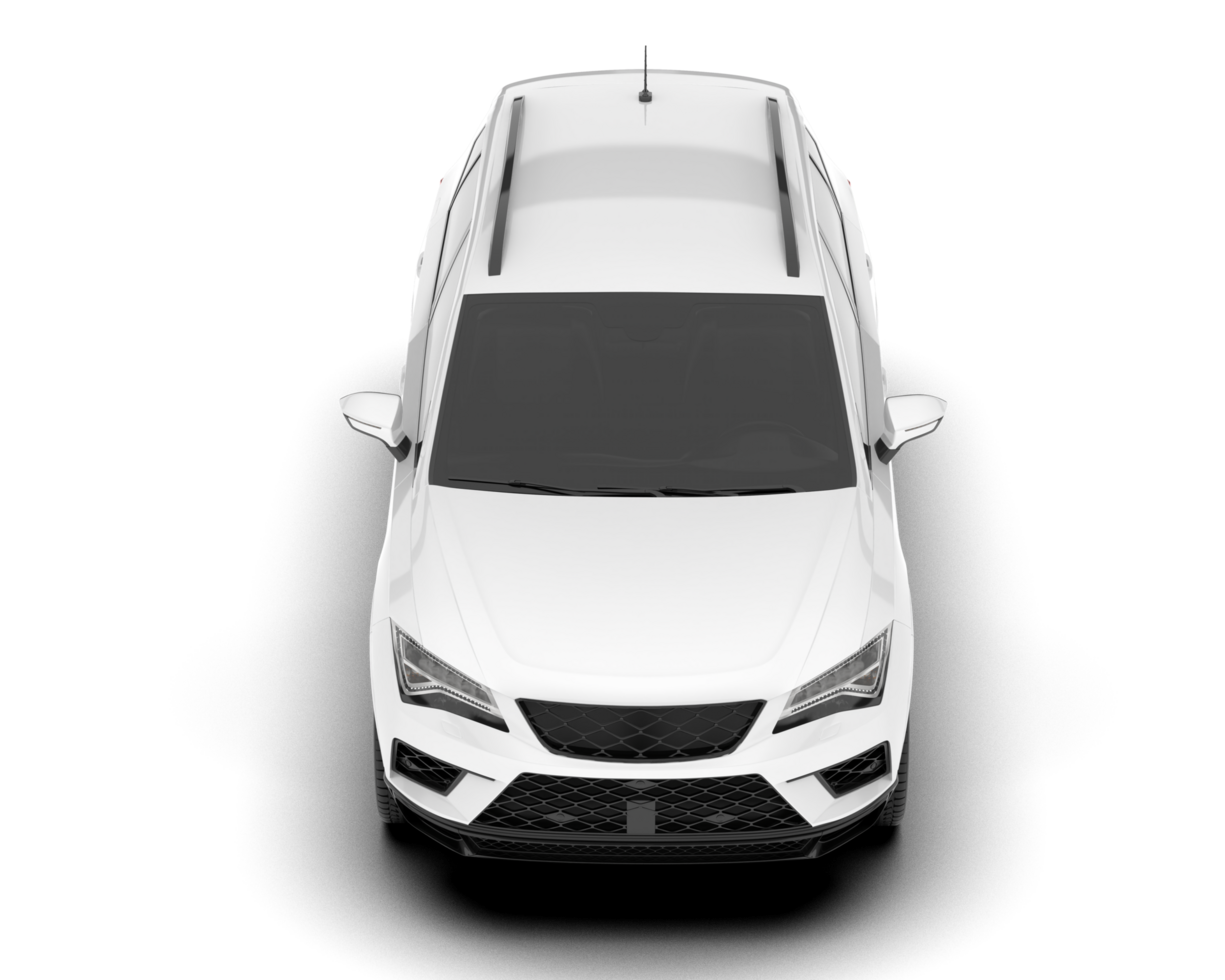 White modern car isolated on transparent background. 3d rendering - illustration png