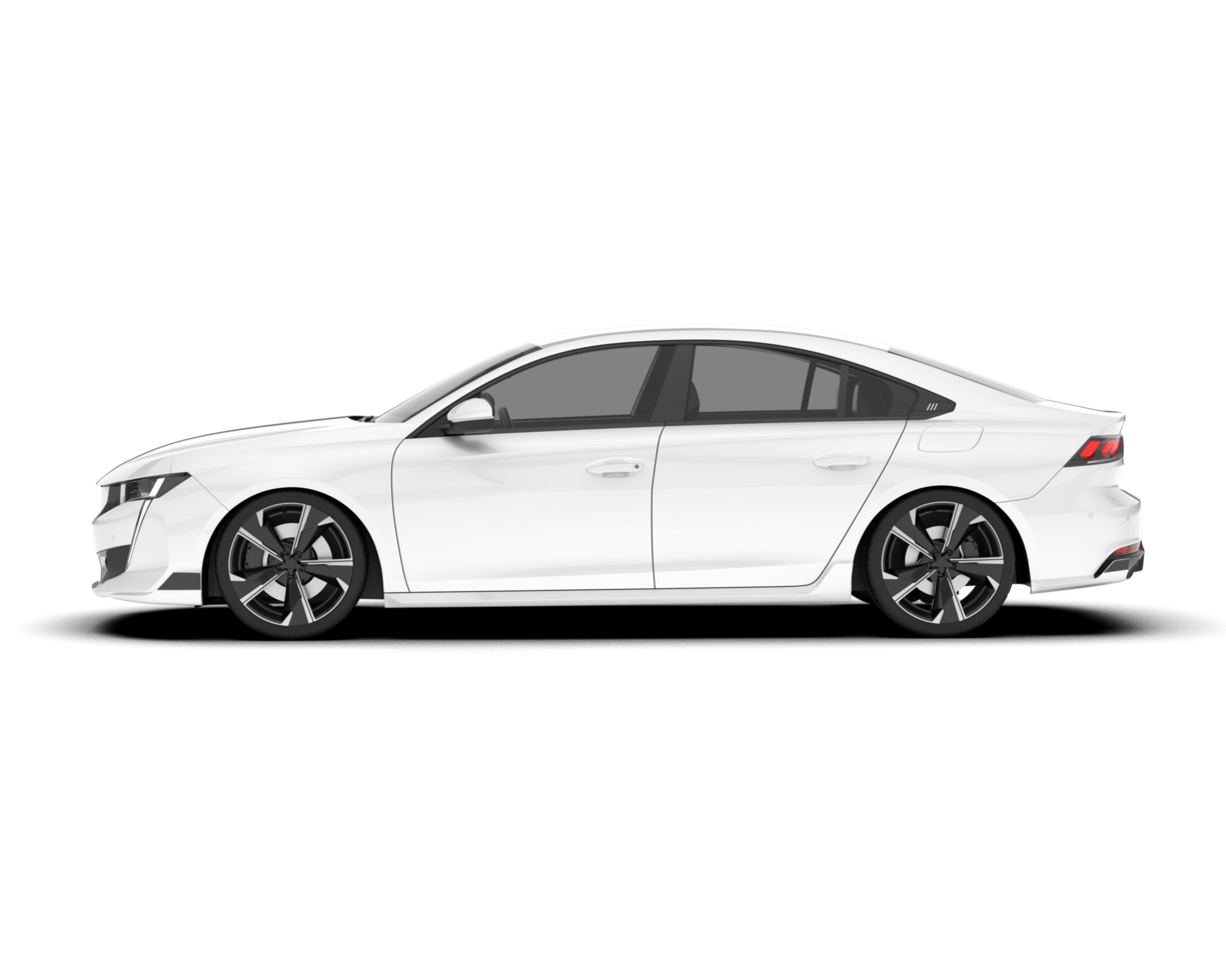 White city car isolated on transparent background. 3d rendering - illustration png