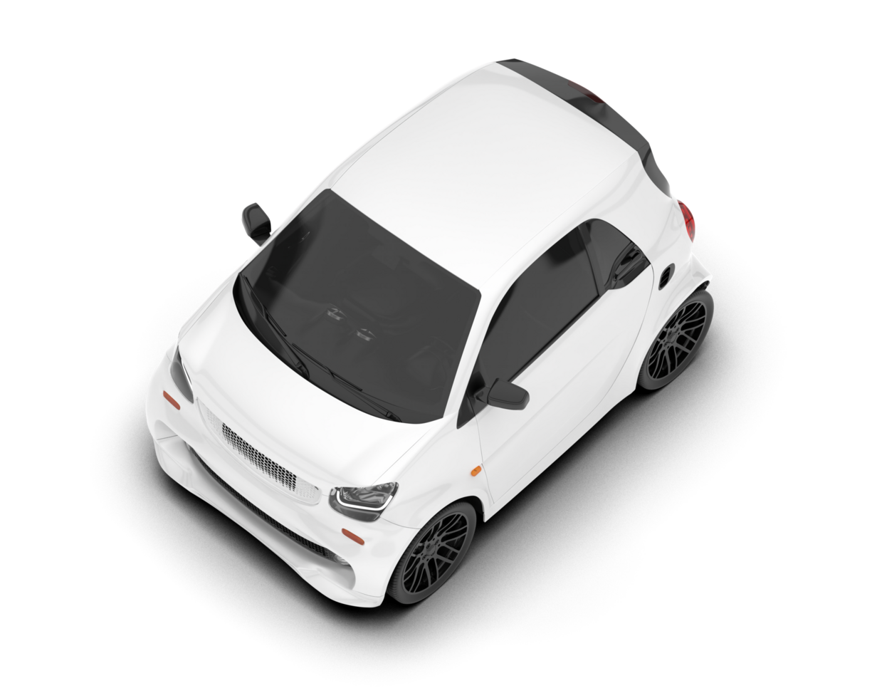White city car isolated on transparent background. 3d rendering - illustration png