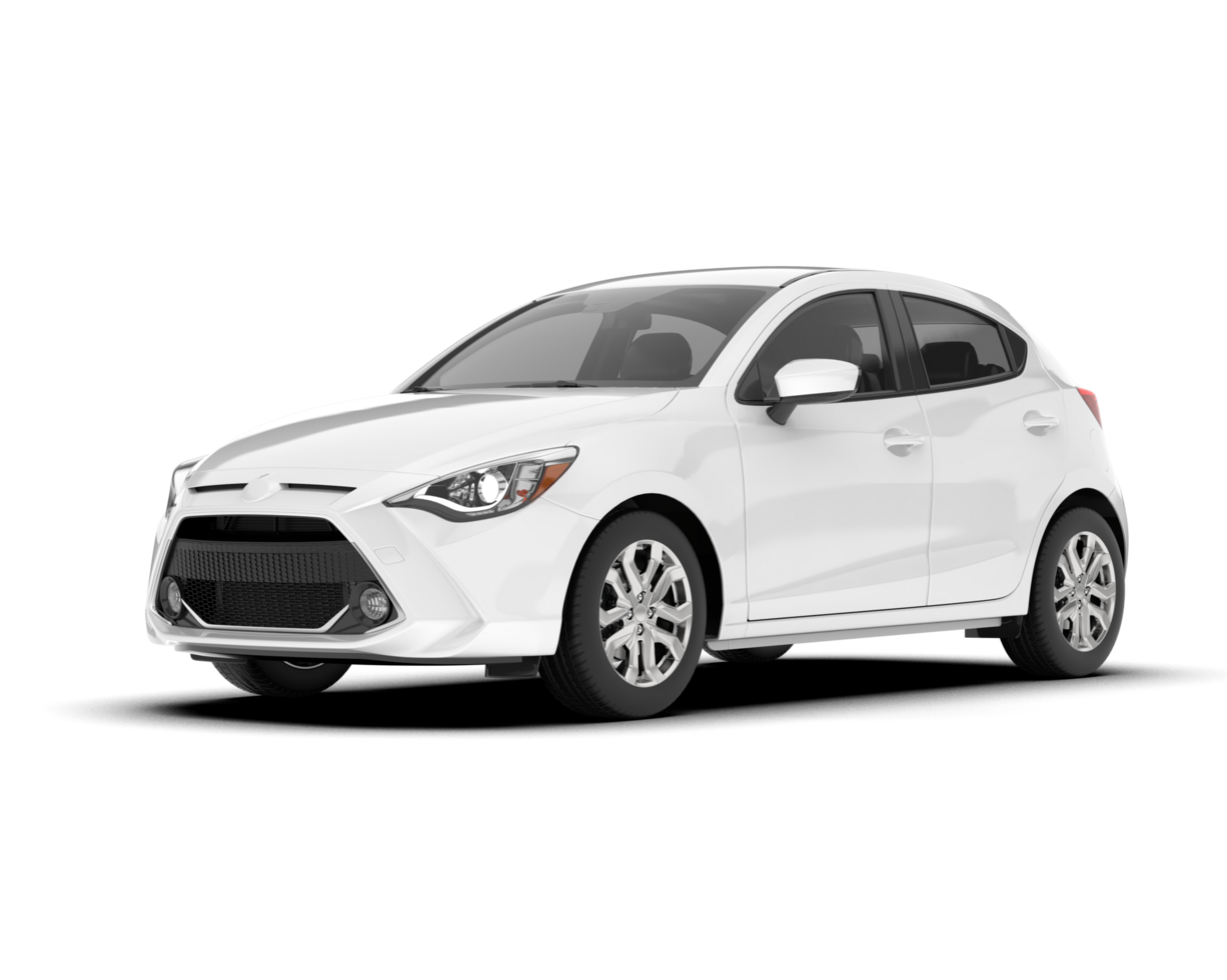 White city car isolated on transparent background. 3d rendering - illustration png