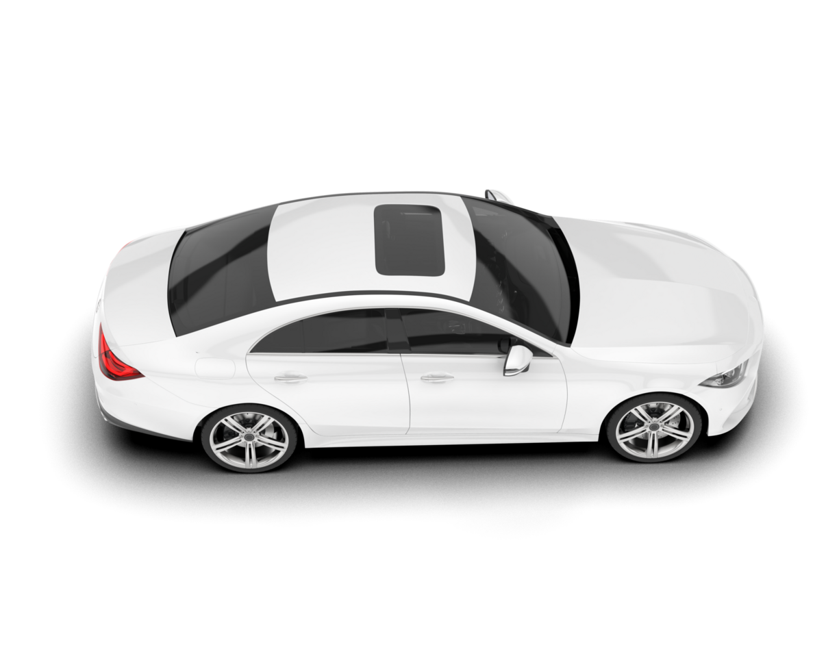 White modern car isolated on transparent background. 3d rendering - illustration png
