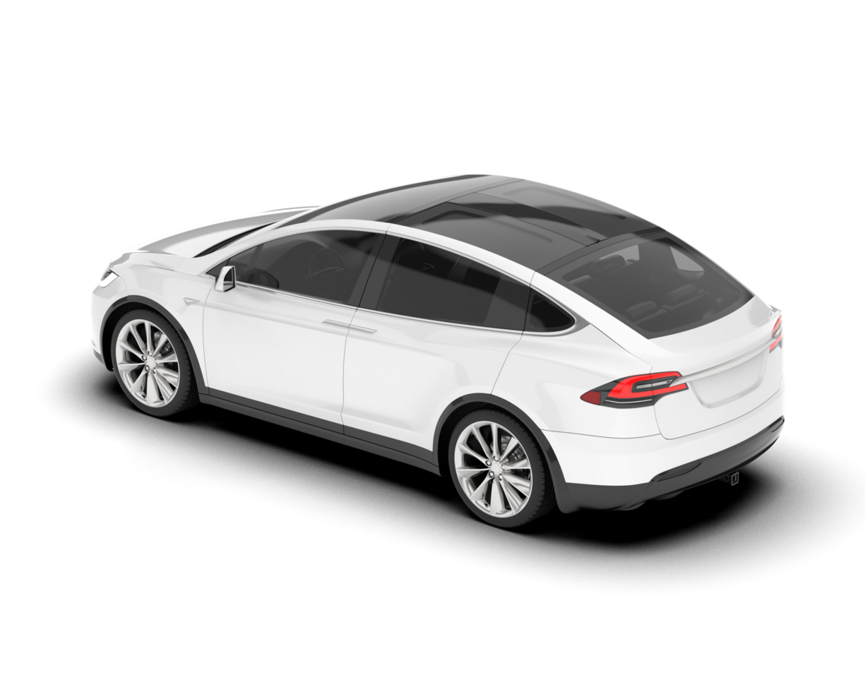 White city car isolated on transparent background. 3d rendering - illustration png