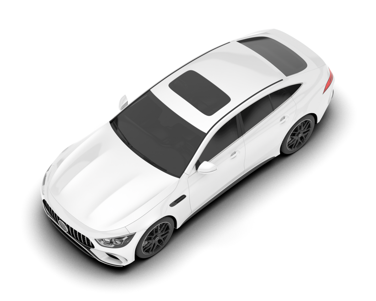 White modern car isolated on transparent background. 3d rendering - illustration png