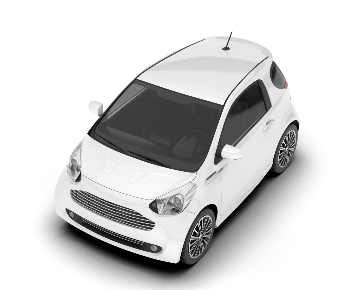 White city car isolated on transparent background. 3d rendering - illustration png