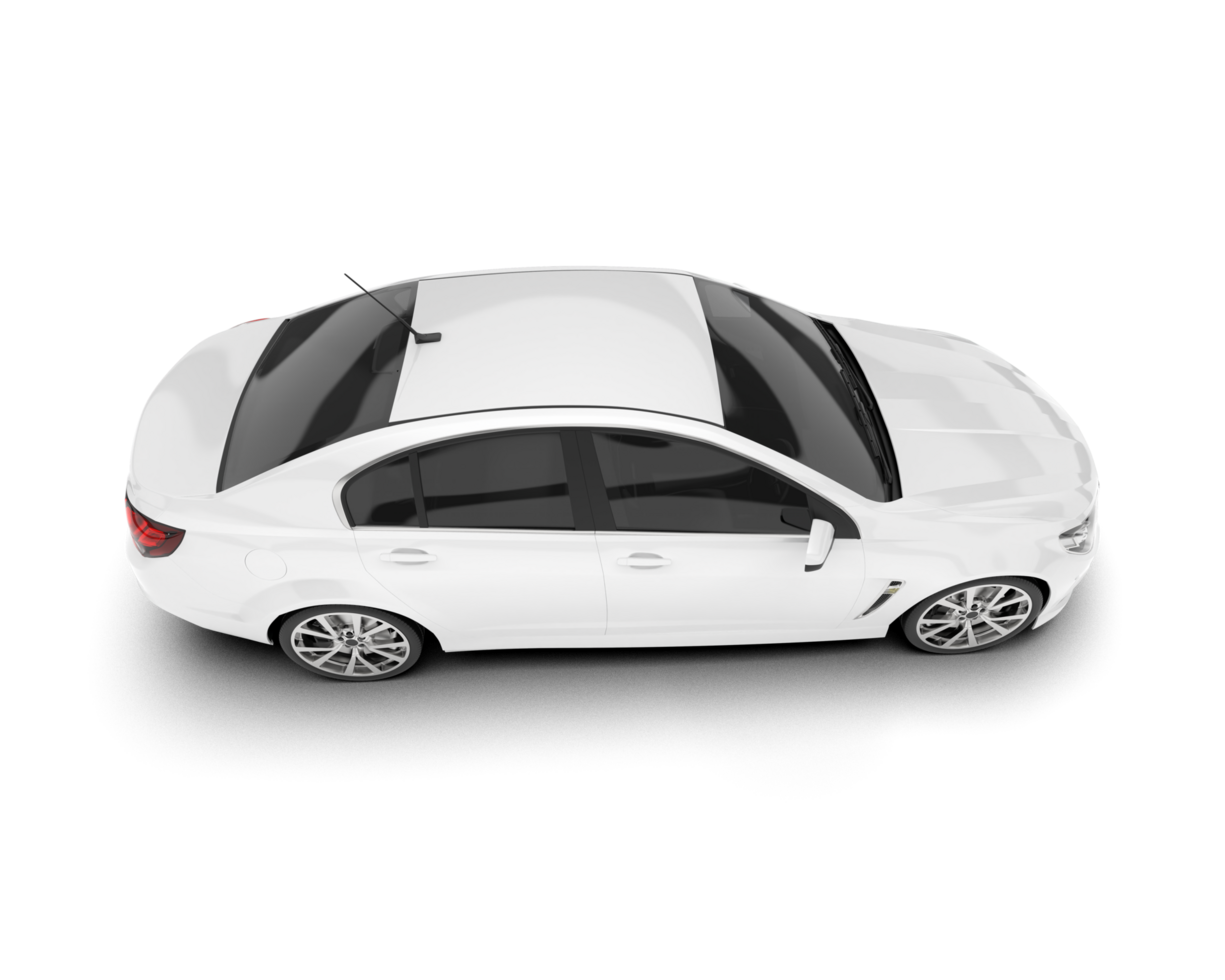 White modern car isolated on transparent background. 3d rendering - illustration png