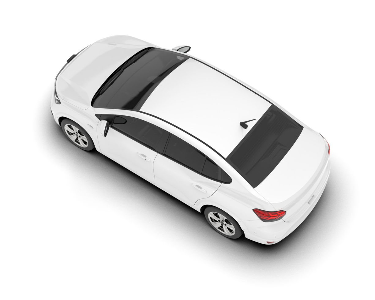 White city car isolated on transparent background. 3d rendering - illustration png