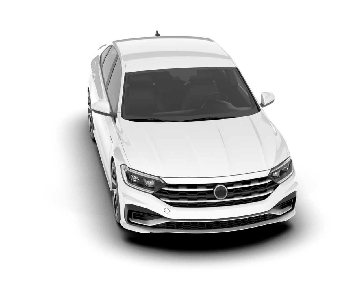White city car isolated on transparent background. 3d rendering - illustration png