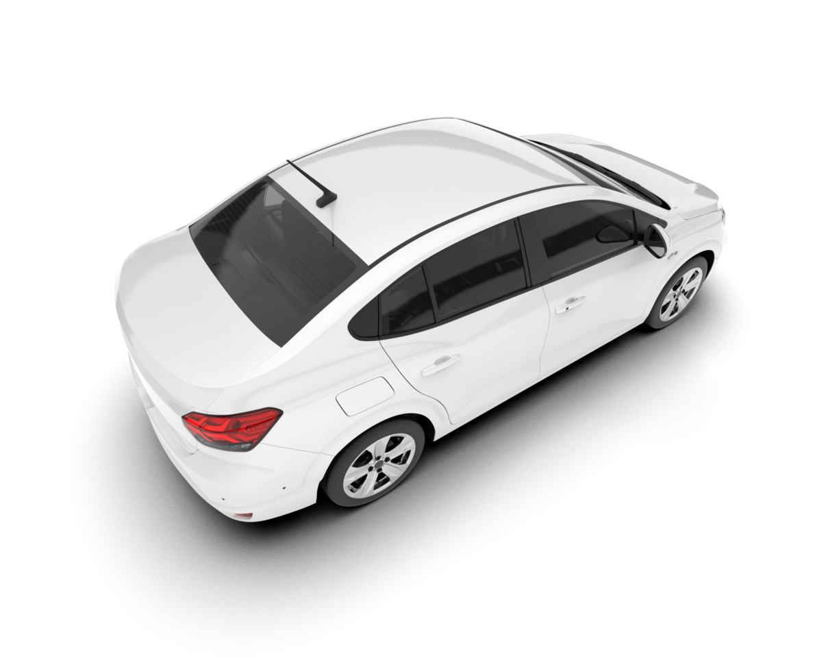 White city car isolated on transparent background. 3d rendering - illustration png