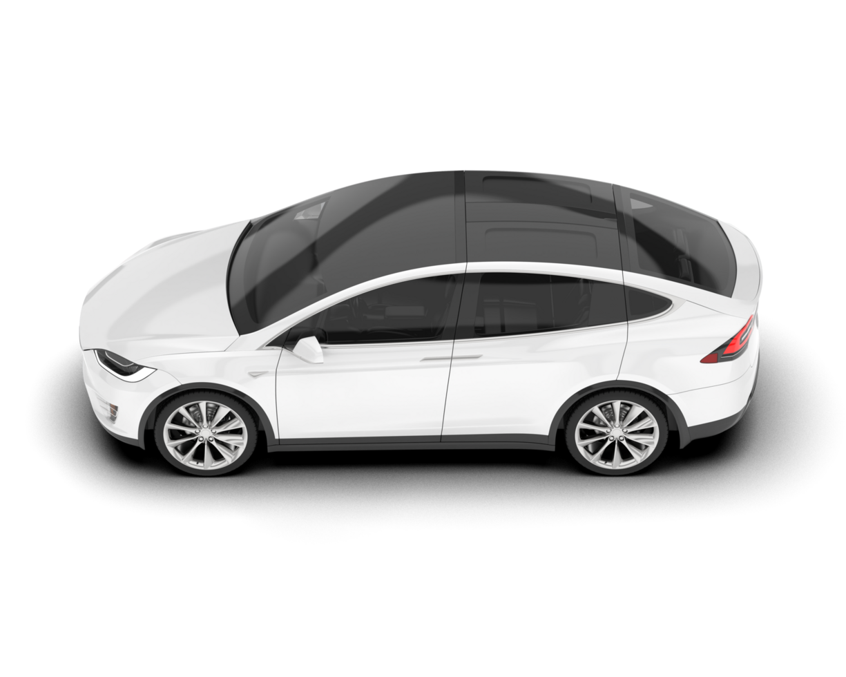 White city car isolated on transparent background. 3d rendering - illustration png