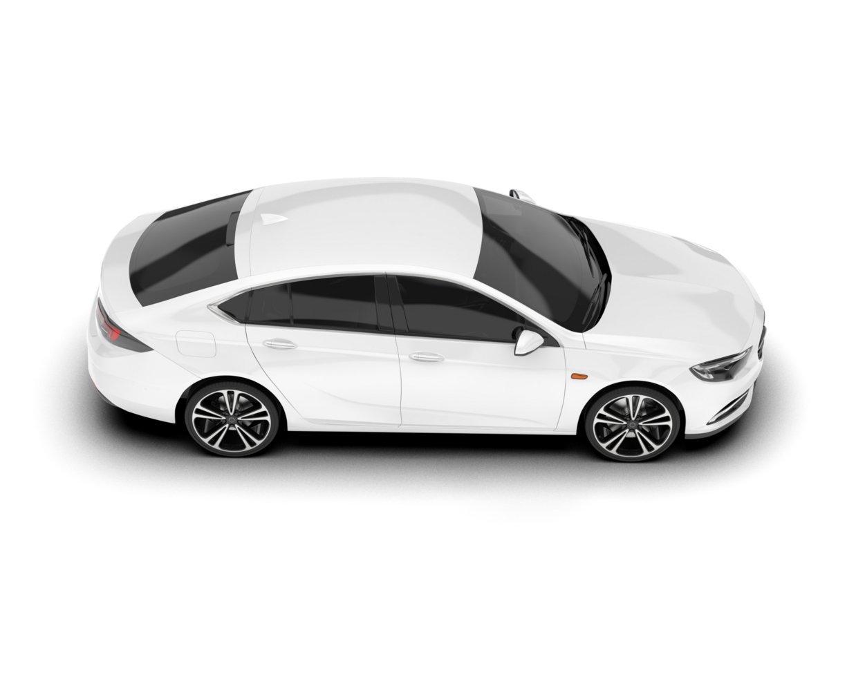 White modern car isolated on transparent background. 3d rendering - illustration png