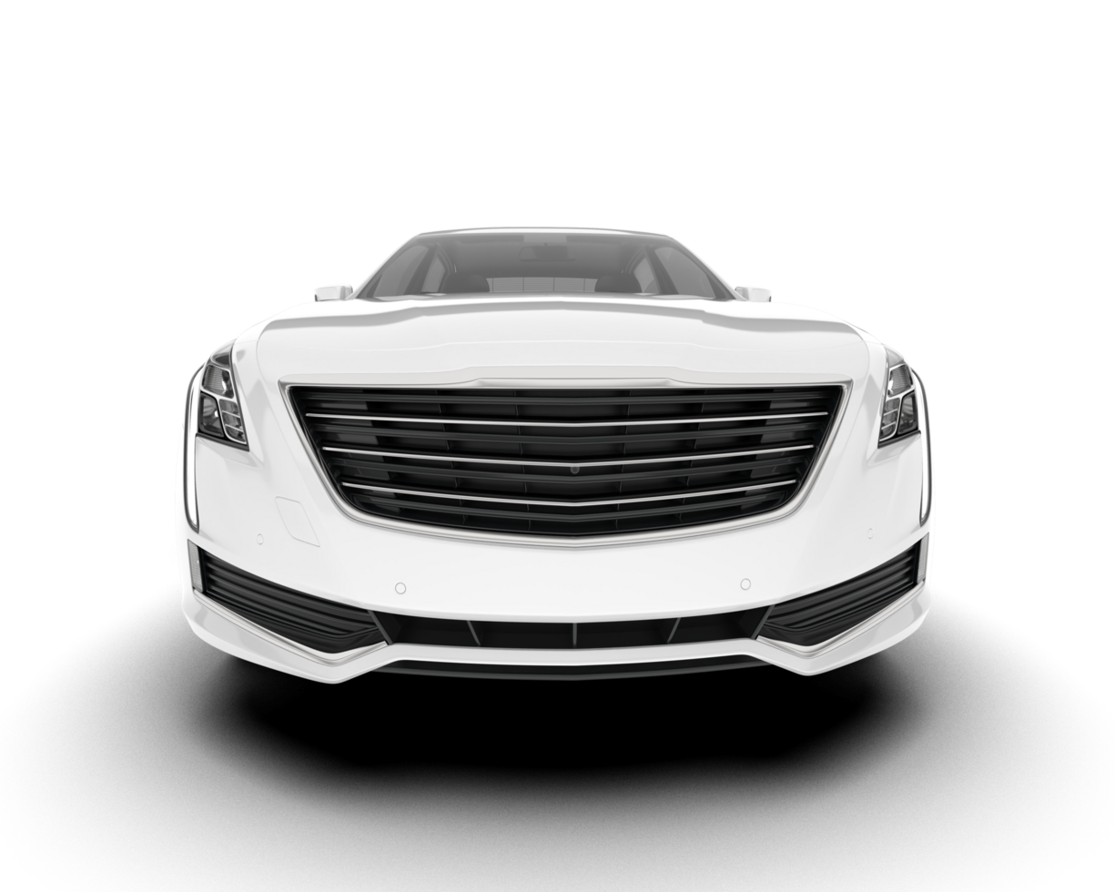 White city car isolated on transparent background. 3d rendering - illustration png