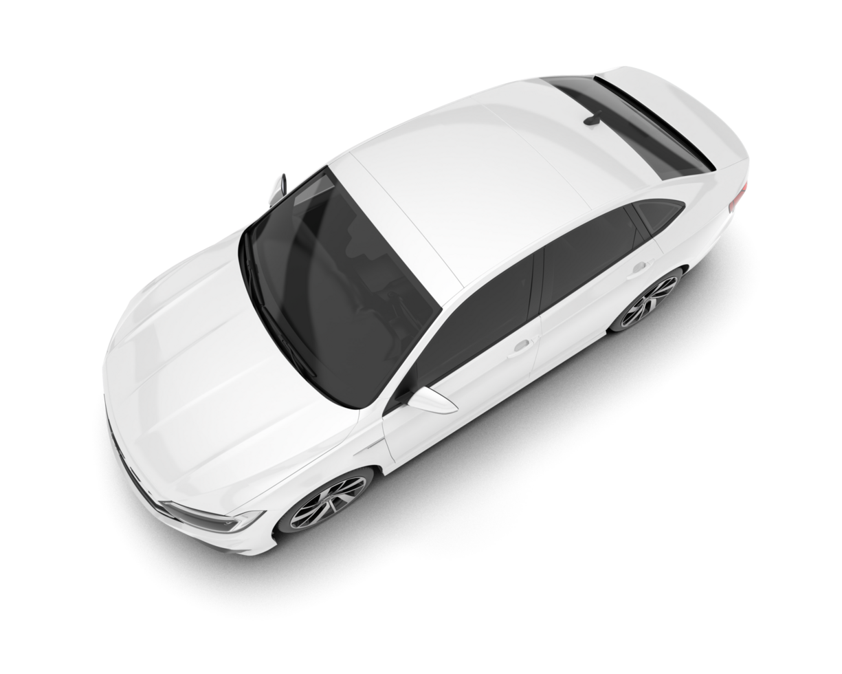 White city car isolated on transparent background. 3d rendering - illustration png