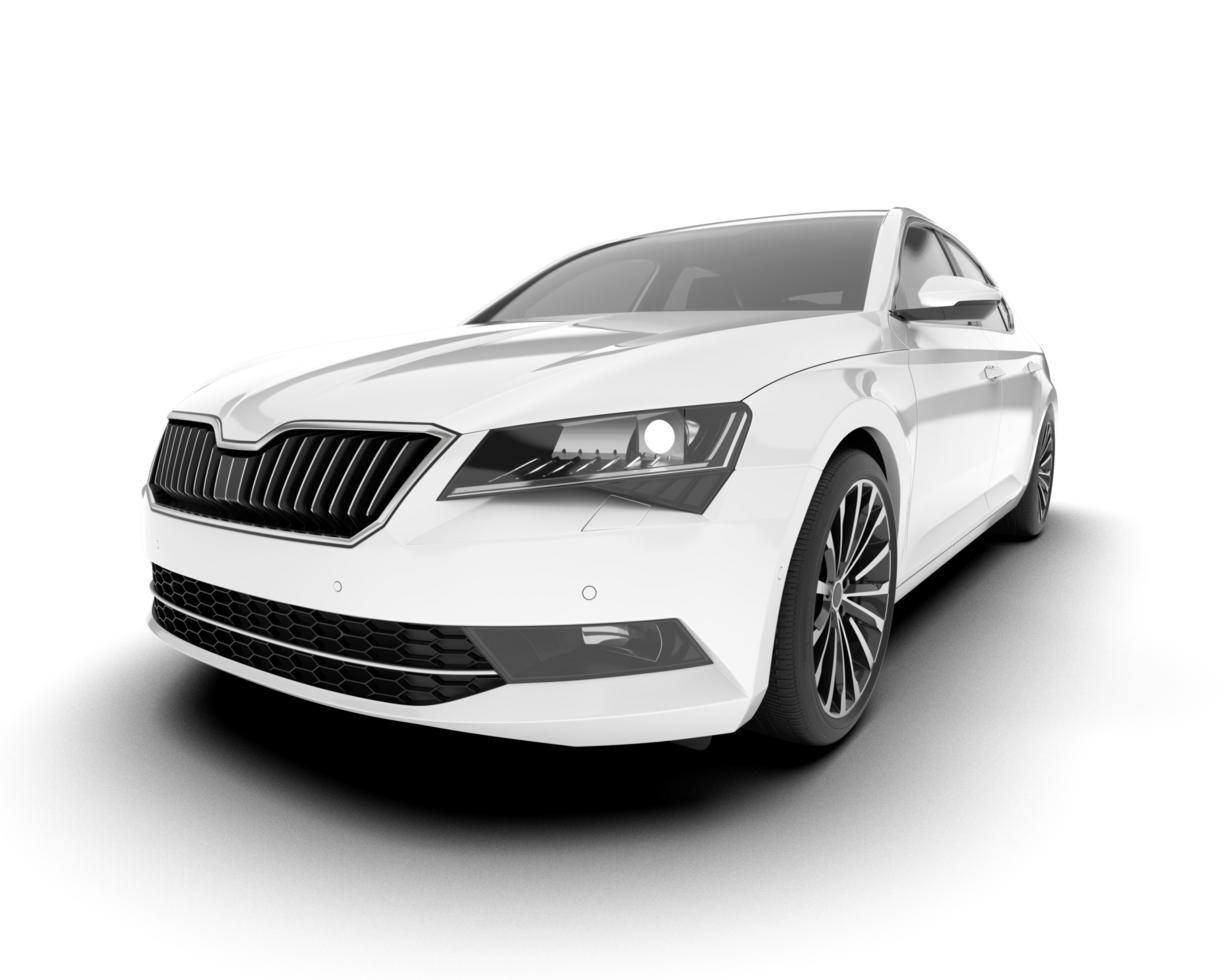 White modern car isolated on transparent background. 3d rendering - illustration png