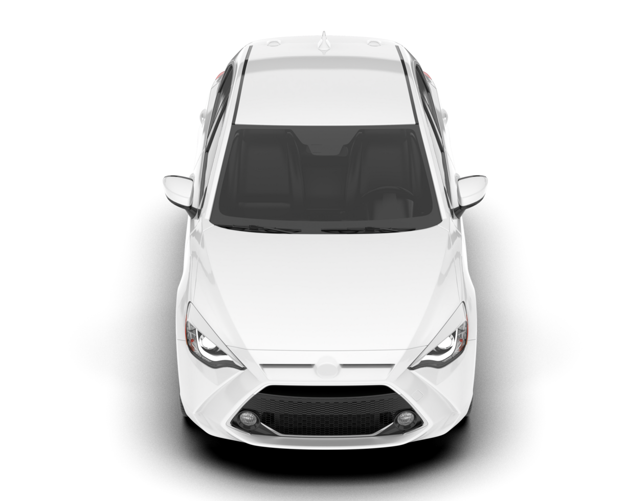 White city car isolated on transparent background. 3d rendering - illustration png