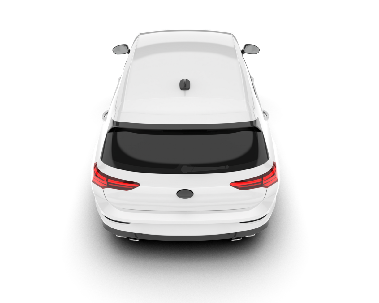White city car isolated on transparent background. 3d rendering - illustration png