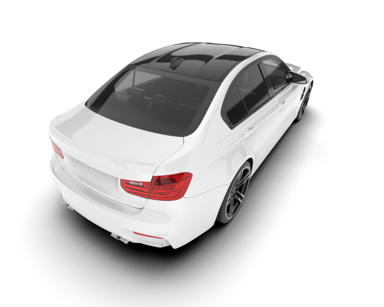 White city car isolated on transparent background. 3d rendering - illustration png