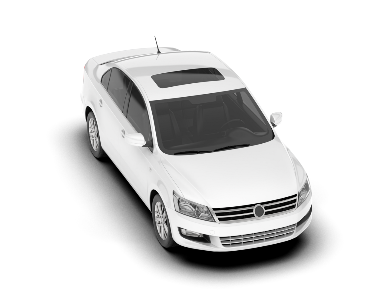 White city car isolated on transparent background. 3d rendering - illustration png