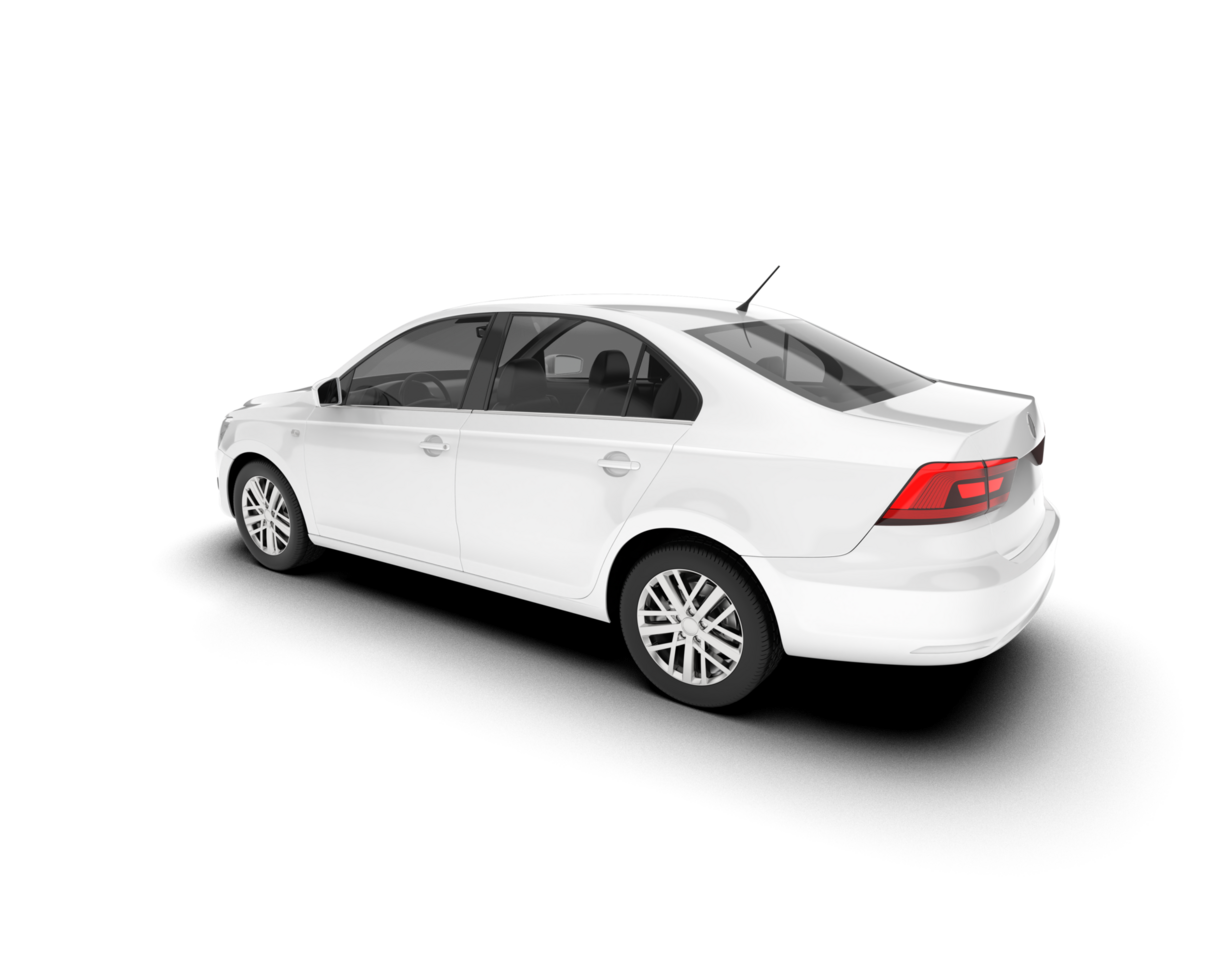 White city car isolated on transparent background. 3d rendering - illustration png