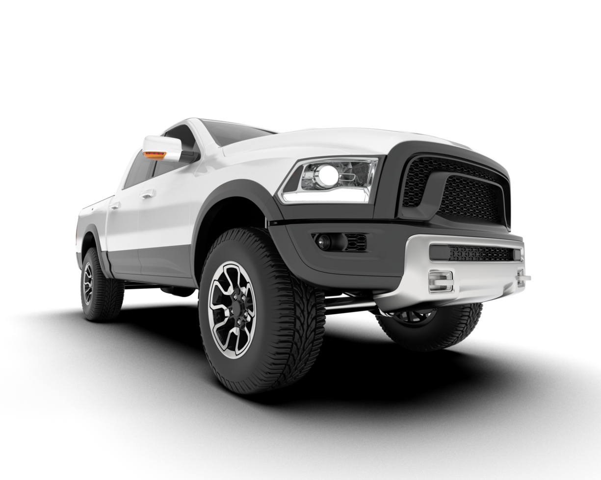 White pickup truck isolated on transparent background. 3d rendering - illustration png