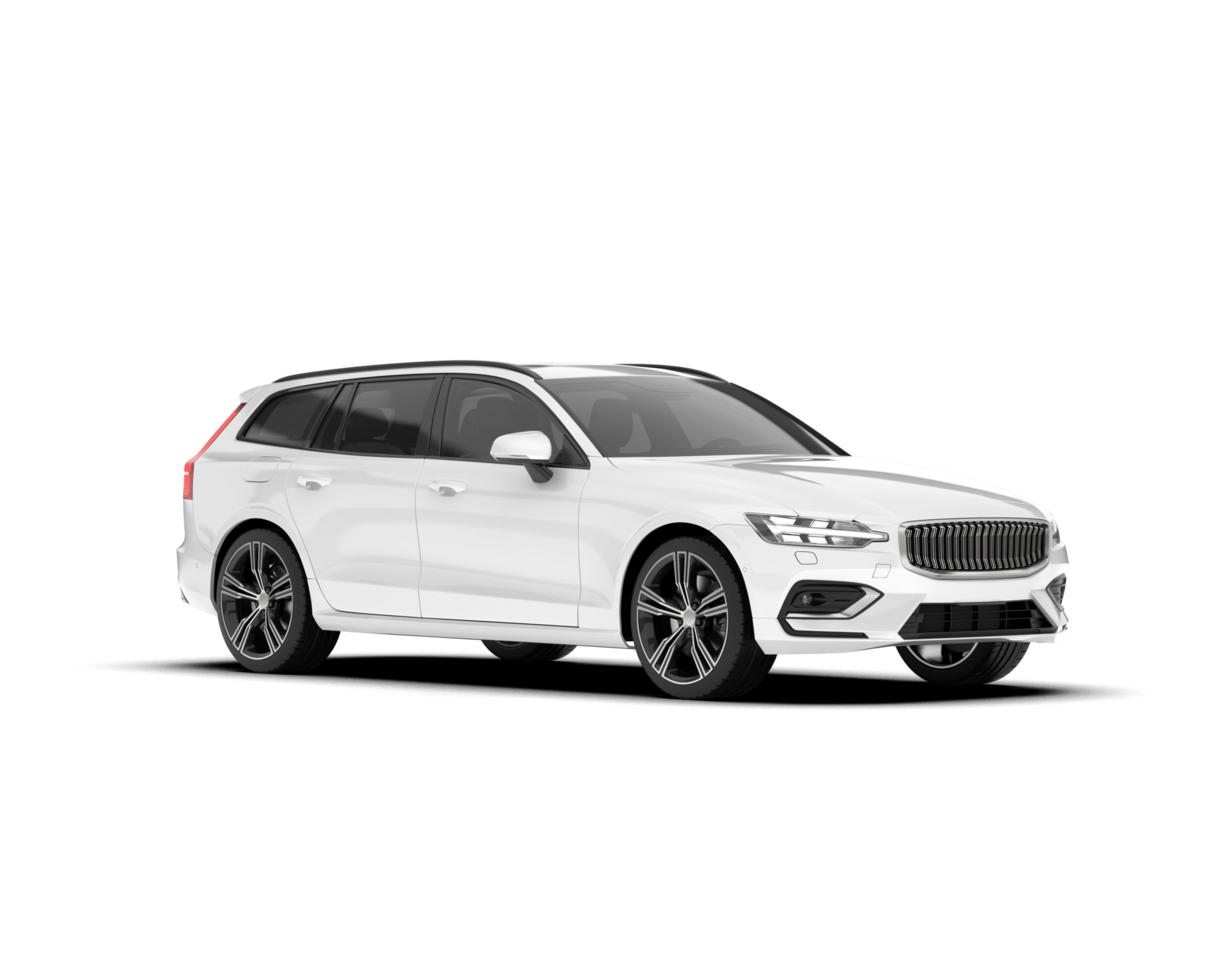 White modern car isolated on transparent background. 3d rendering - illustration png