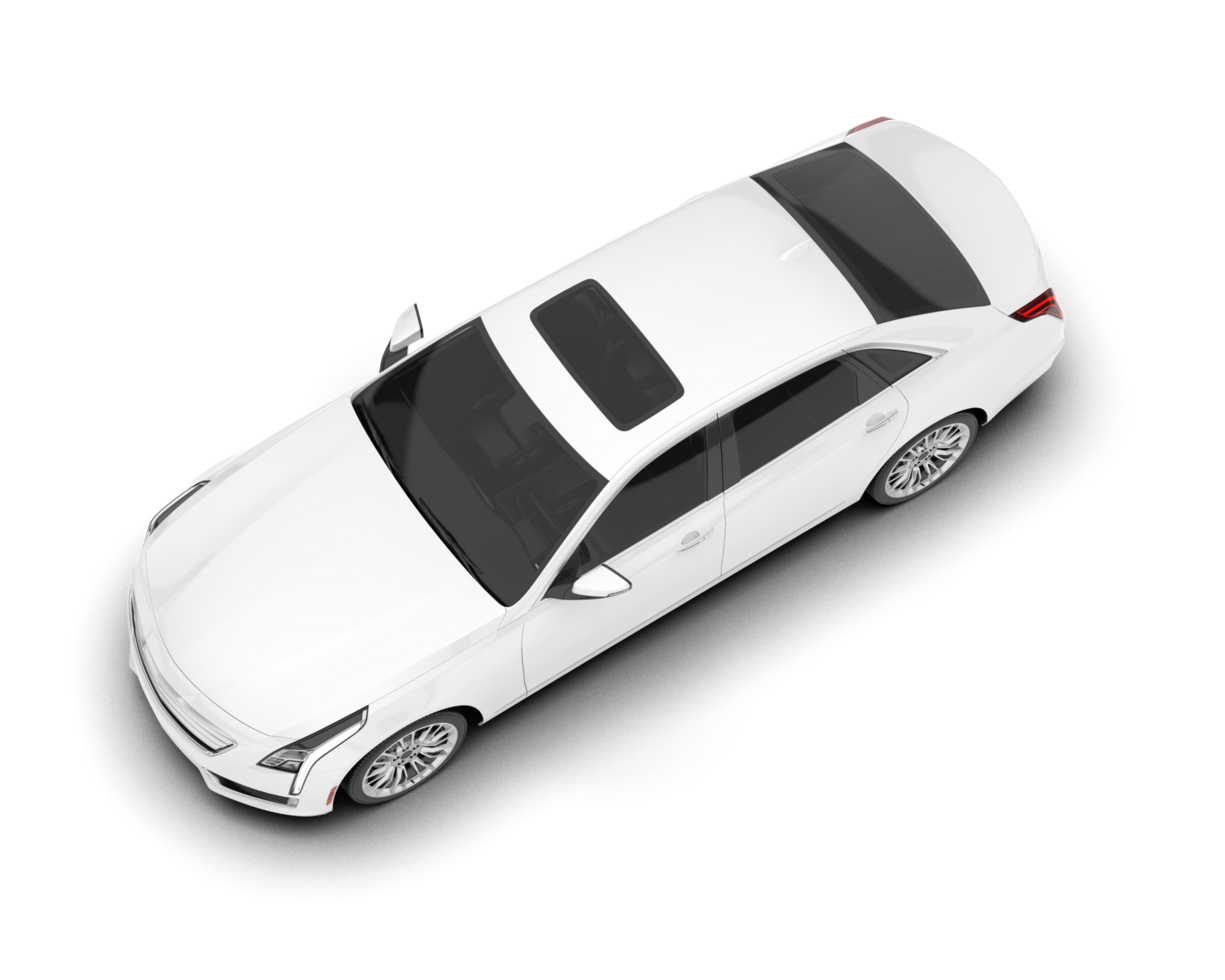White city car isolated on transparent background. 3d rendering - illustration png