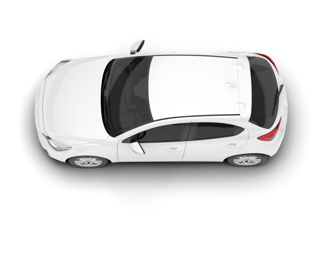 White city car isolated on transparent background. 3d rendering - illustration png