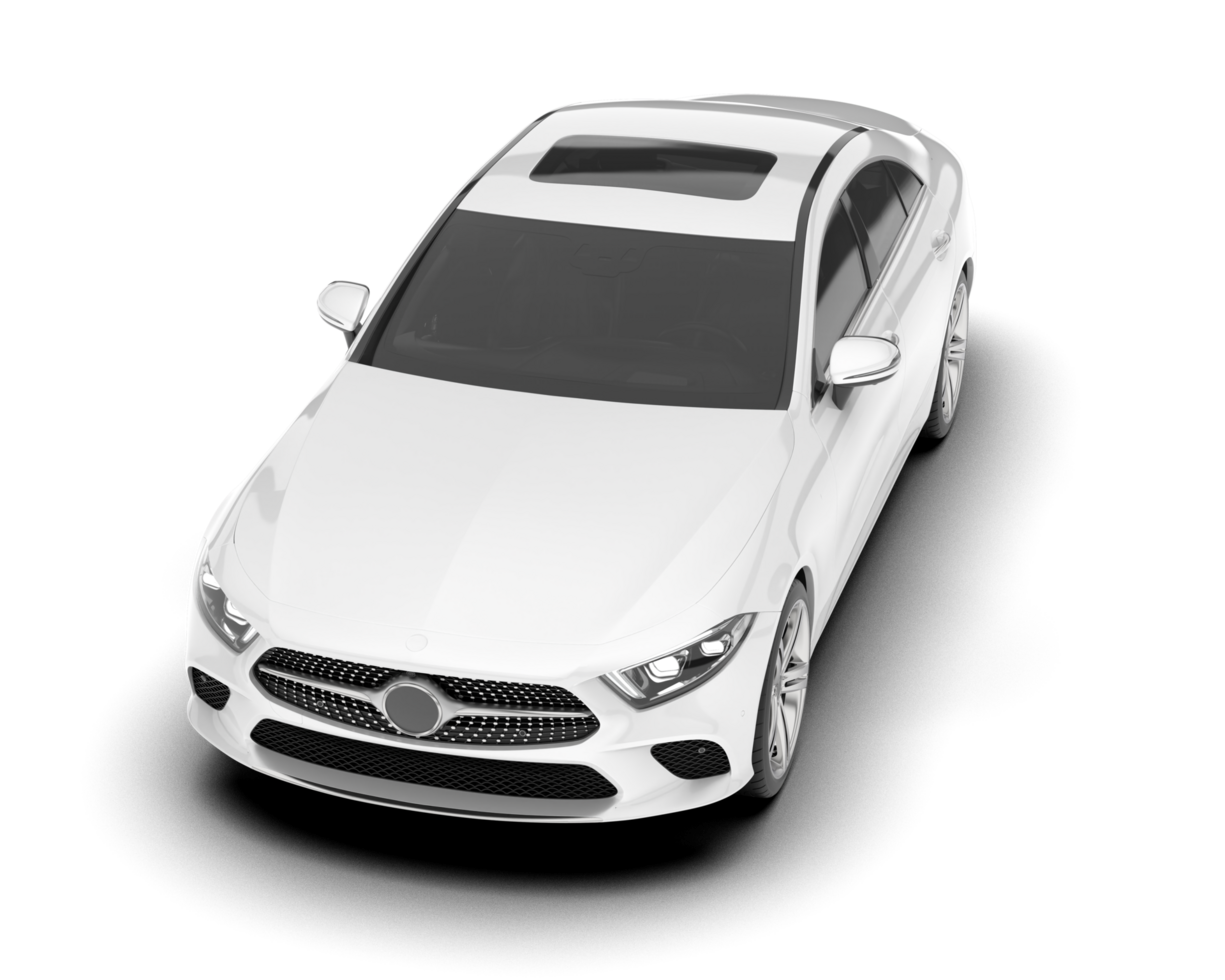 White modern car isolated on transparent background. 3d rendering - illustration png