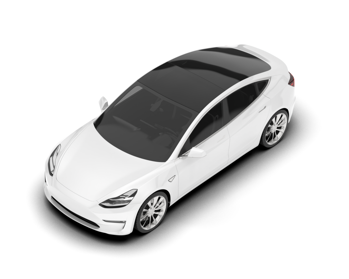 White modern car isolated on transparent background. 3d rendering - illustration png