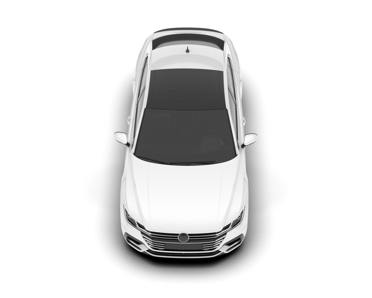 White modern car isolated on transparent background. 3d rendering - illustration png