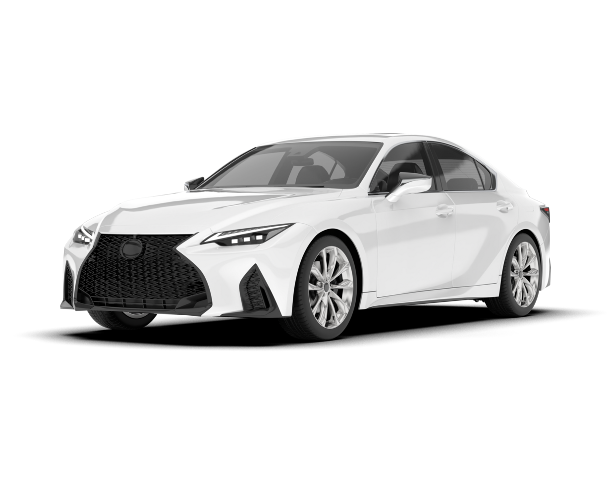 White city car isolated on transparent background. 3d rendering - illustration png