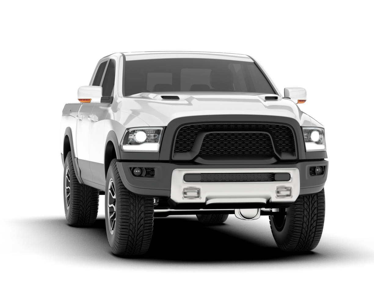White pickup truck isolated on transparent background. 3d rendering - illustration png
