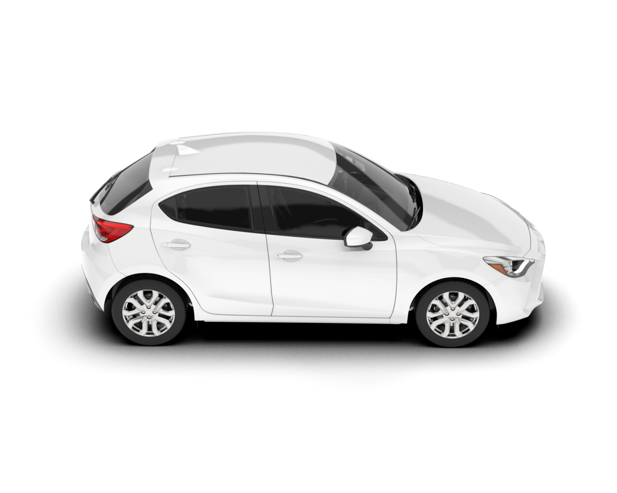 White city car isolated on transparent background. 3d rendering - illustration png