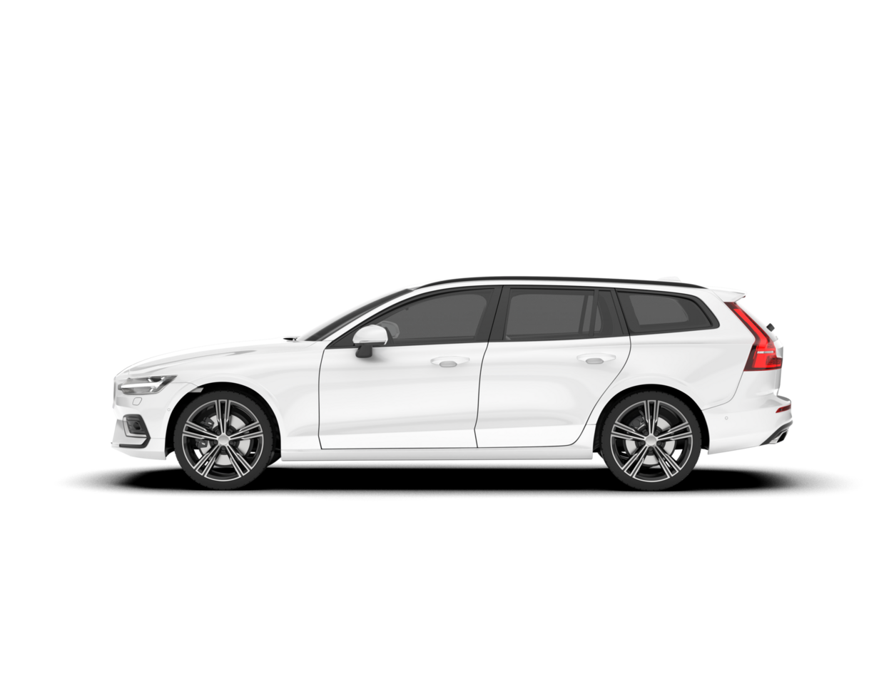 White modern car isolated on transparent background. 3d rendering - illustration png