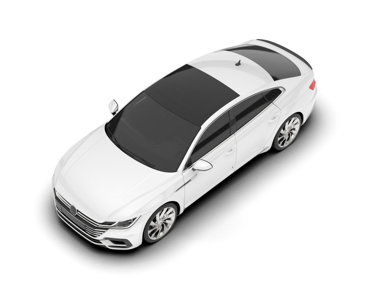 White modern car isolated on transparent background. 3d rendering - illustration png