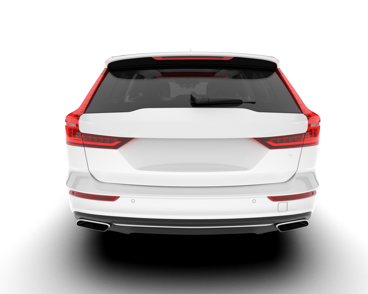 White modern car isolated on transparent background. 3d rendering - illustration png
