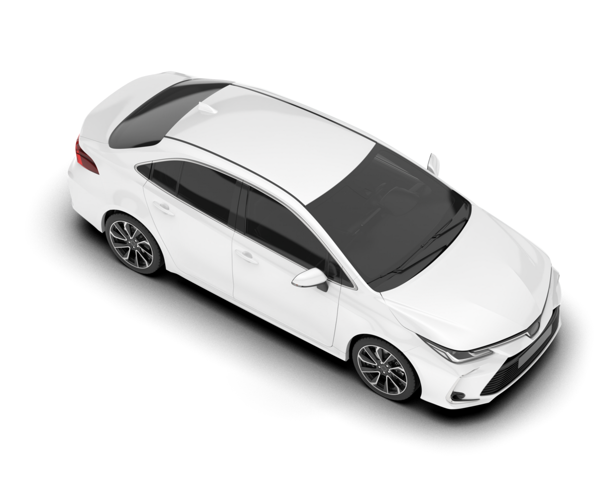 White modern car isolated on transparent background. 3d rendering - illustration png
