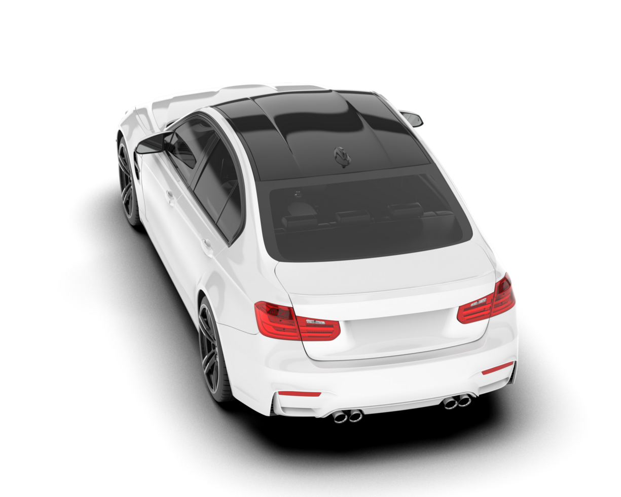White city car isolated on transparent background. 3d rendering - illustration png