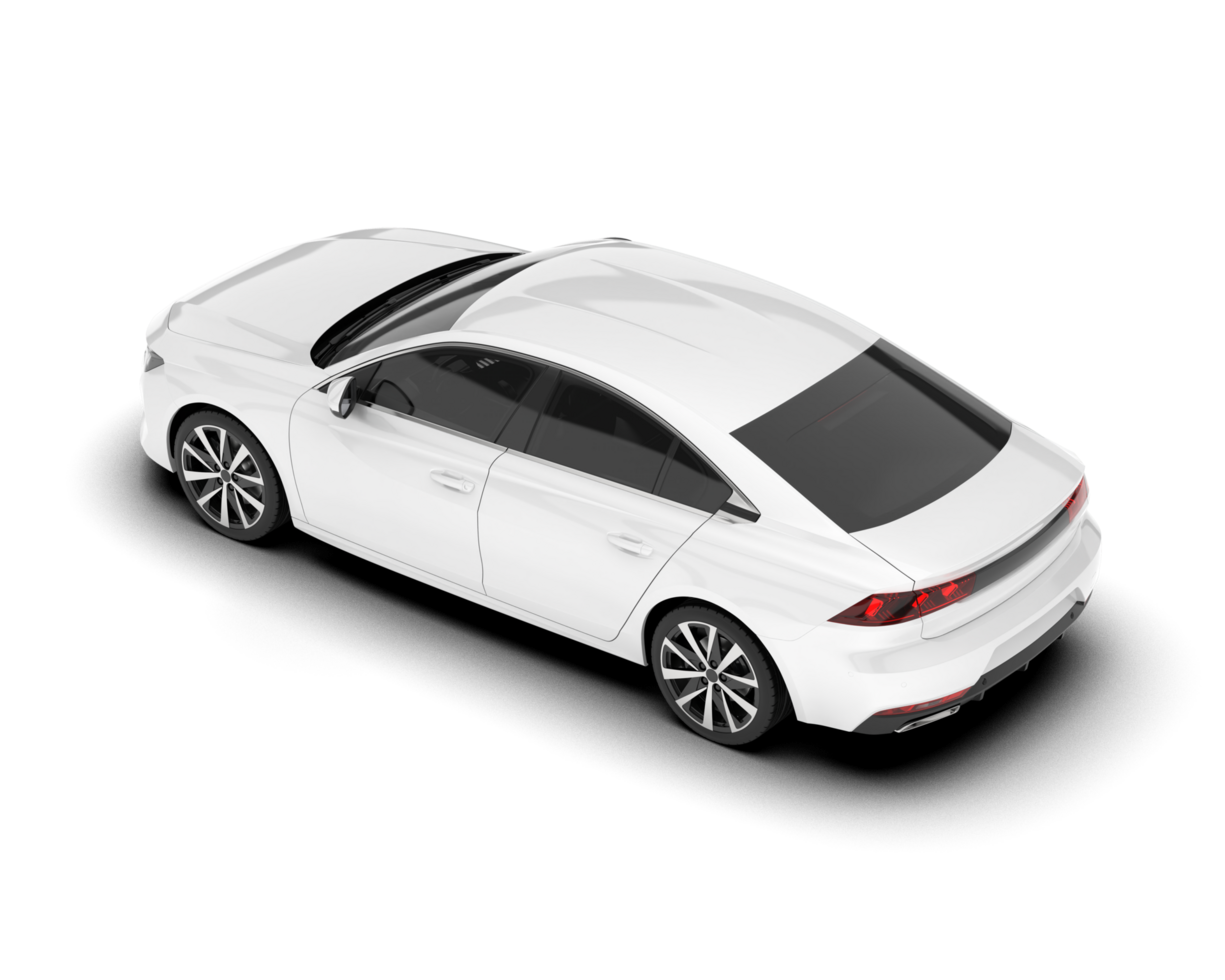 White modern car isolated on transparent background. 3d rendering - illustration png