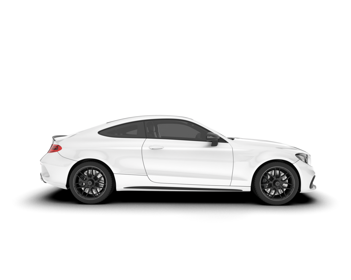 White city car isolated on transparent background. 3d rendering - illustration png