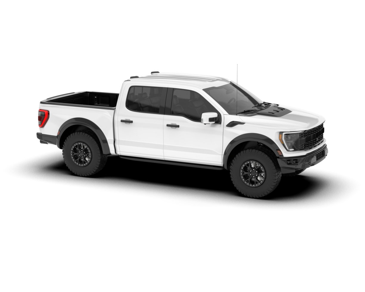 White pickup truck isolated on transparent background. 3d rendering - illustration png